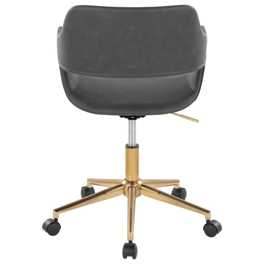 Lumisource Margarite Task Chair with Grey Faux Leather Cushion in Gold, , large