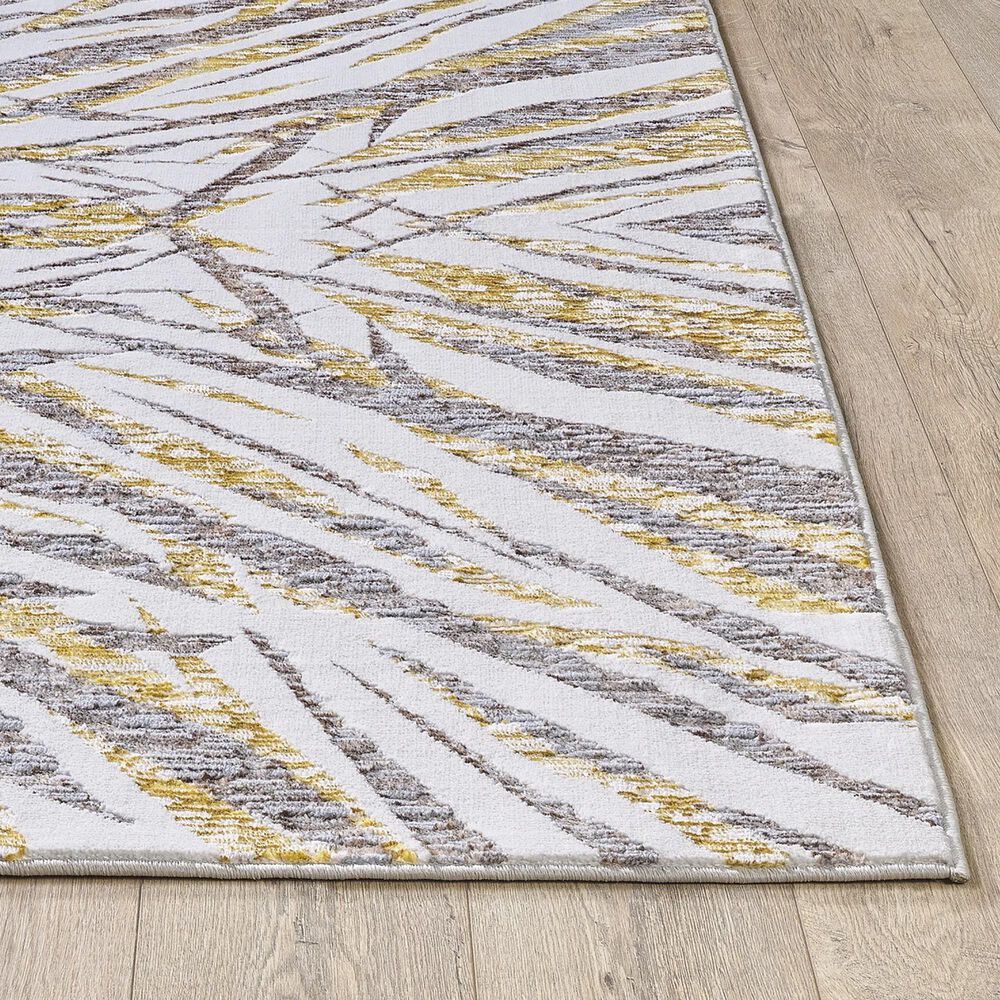 Kas Oriental Rugs Luna Illusions 5&#39;3&quot; x 7&#39;7&quot; Ivory and Gold Area Rug, , large