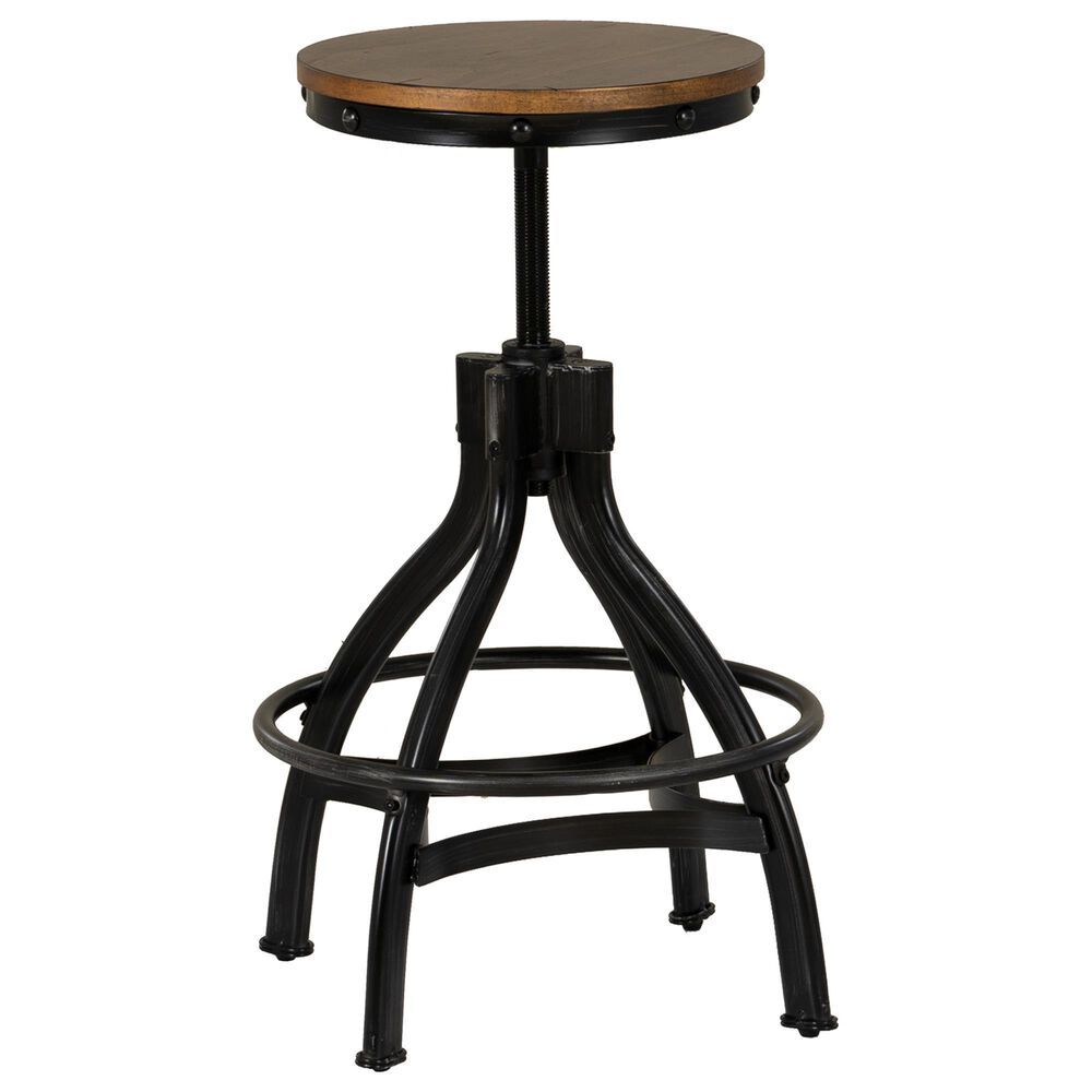 Linon Home Decor Haywood Swivel Backless Stool in Brown, , large