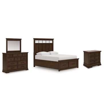 Ashley Taffenbrook 4-Piece Queen Storage Bedroom Set in Medium Brown and Black, , large