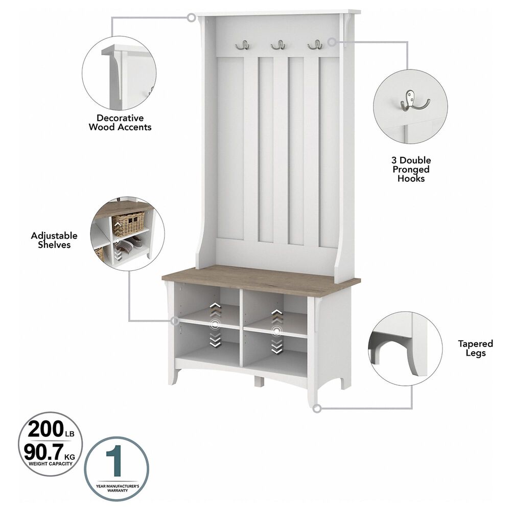 Bush Salinas 3 Piece Entryway Storage Set in Shiplap Gray/Pure White