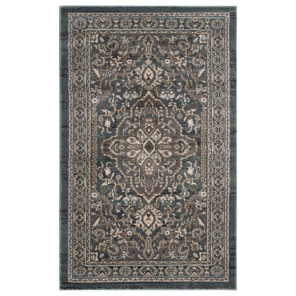 Safavieh Lyndhurst 4" x 6" Teal and Grey Area Rug, , large