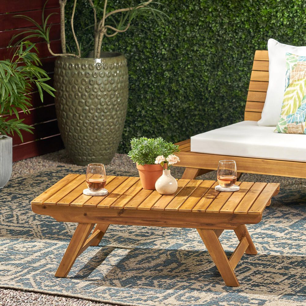 Hearth and Haven Sedona Rectangular Patio Coffee Table in Teak, , large