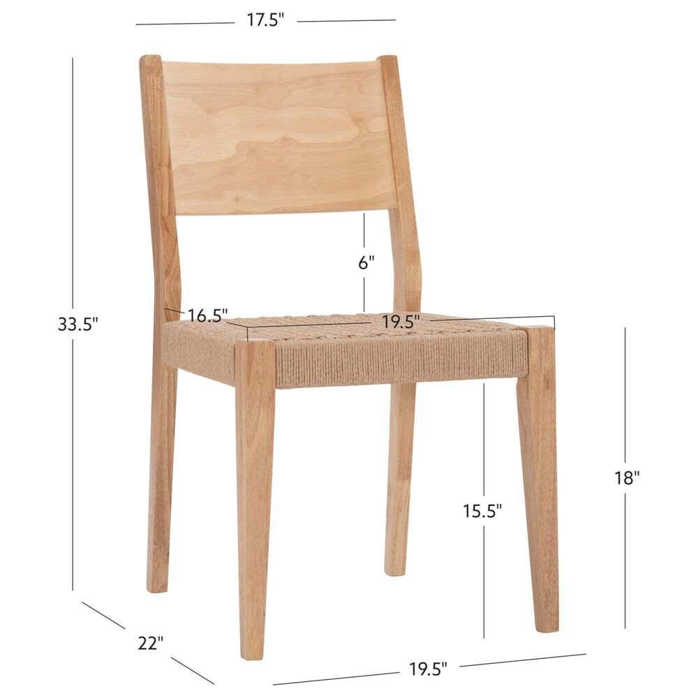 Linon Home Decor Cadence Side Chair with Woven Rope Seat in Natural (Set of 2), , large