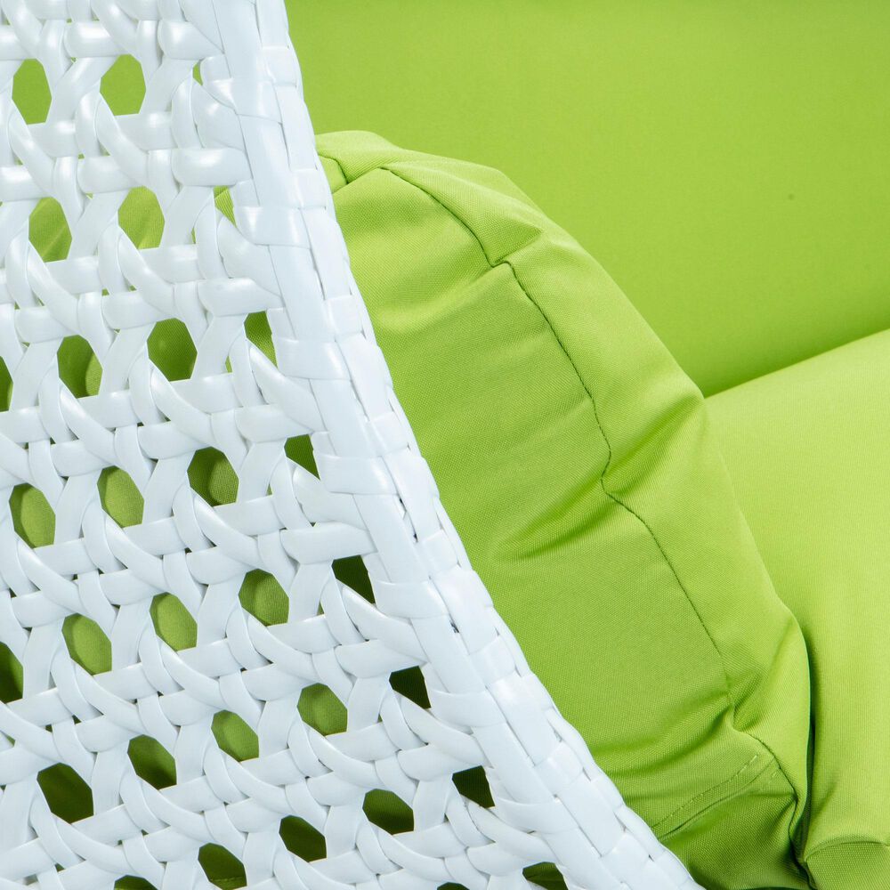 Leisuremod 2-Seat Hanging Egg Swing Chair with Light Green Cushion in White, , large