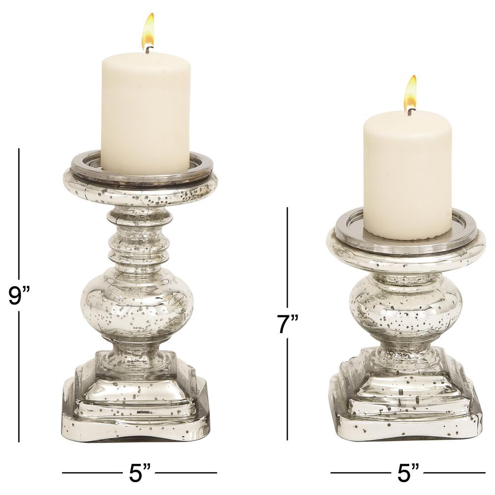 Maple and Jade 9&quot; Traditional Candle Holder in Silver &#40;Set of 2&#41;, , large