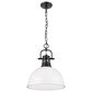 Golden Lighting Duncan 1-Light Pendant with Chain and Matte White Shade in Matte Black, , large