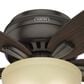 Hunter Newsome Low Profile 42" Ceiling Fan with Frosted Amber Lights in Premier Bronze, , large