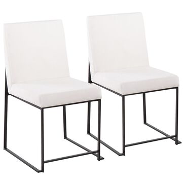 Lumisource Fuji Dining Chair with White Velvet Cushion in Black (Set of 2), , large