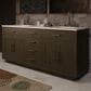 Lexora Home Abbey 72" Double Bathroom Vanity in Brown Oak with 2 cm White Cultured Marble Top and Rectangular Sinks, , large