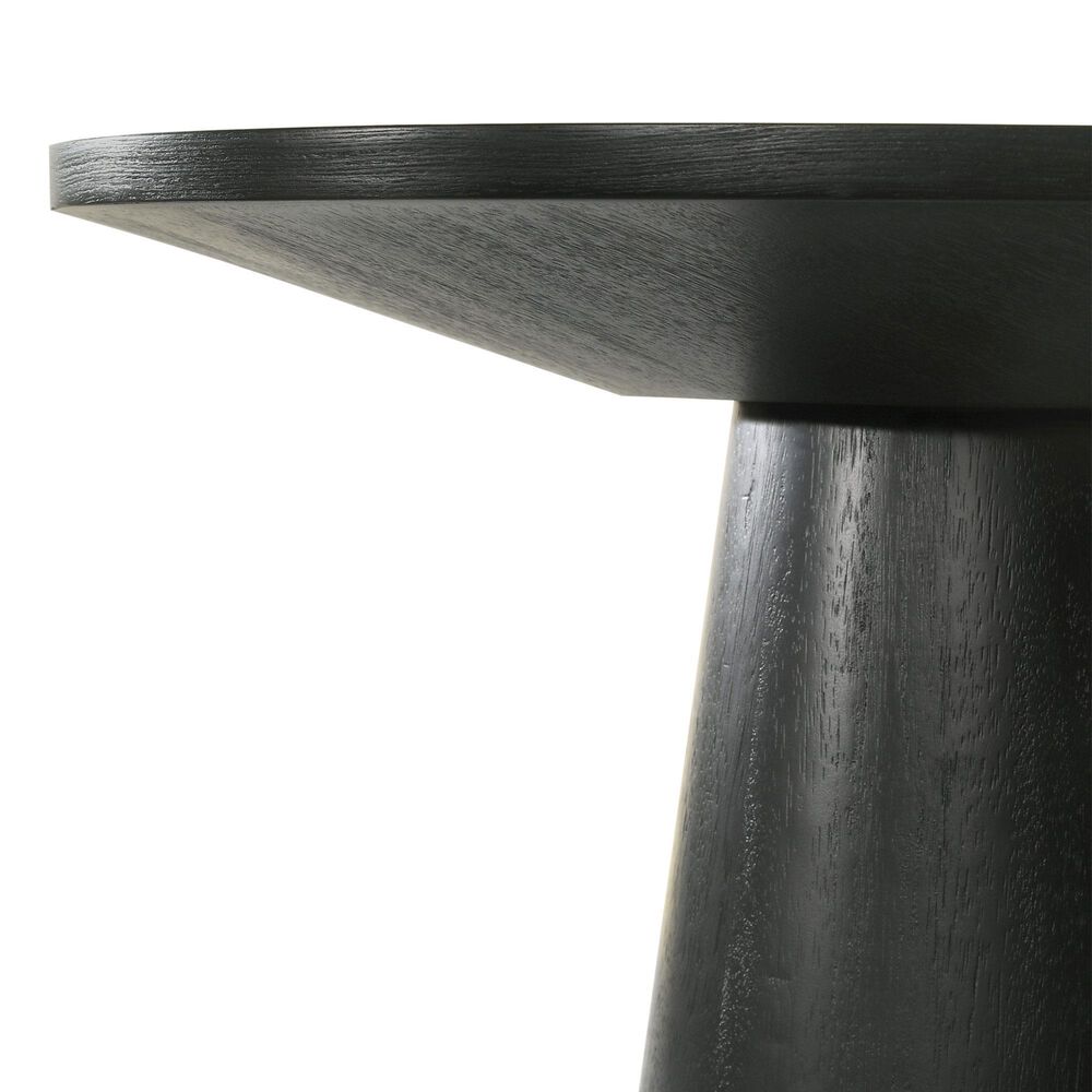 HOMLUX 20"W Round Wood Console Table Contemporary Pedestal Design in Ebony Black, , large