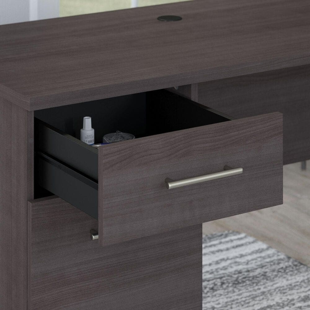Bush Somerset 60&quot; L-Shaped Desk with Hutch in Storm Gray, , large