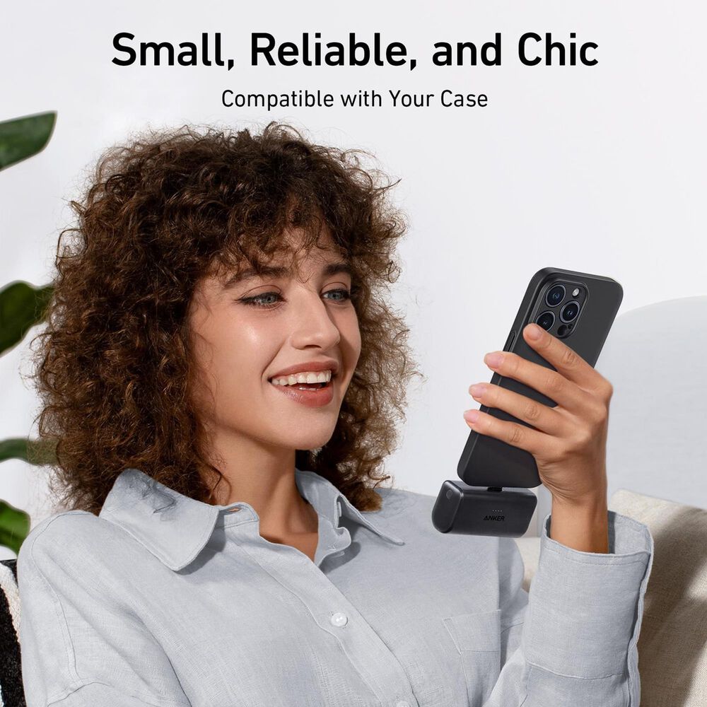 Anker 5000 mAh Power Bank with Built-In USB-C in Black, , large