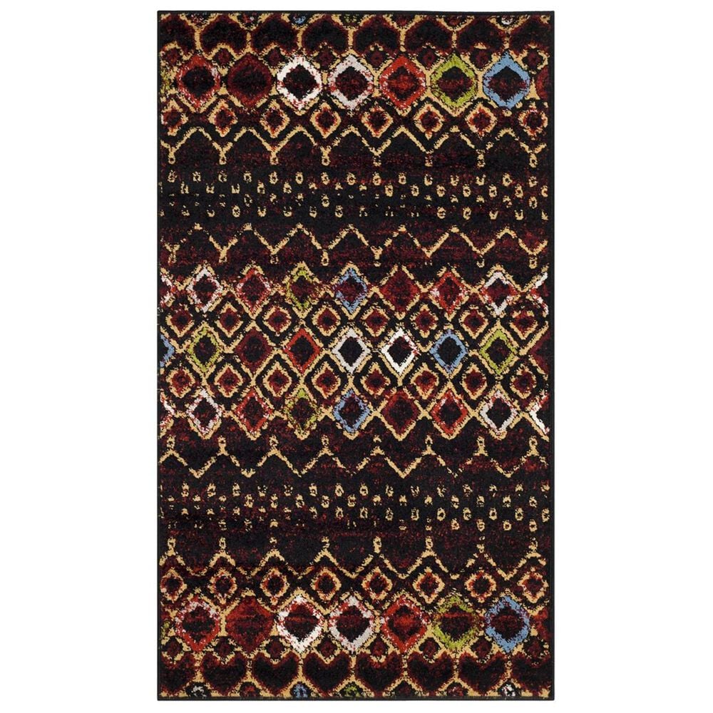 Safavieh Amsterdam AMS108P-3 3&#39; x 5&#39; Black/Multi Area Rug, , large