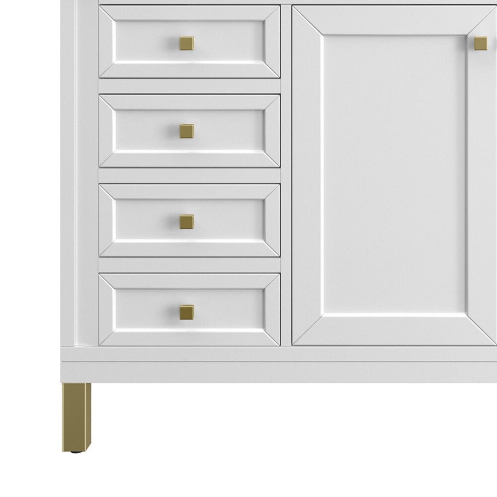 James Martin Vanities Chicago 60" Single Bathroom Vanity in Glossy White with 3 cm Eternal Jasmine Pearl Quartz Top, Rectangular Sink and FreePower Wireless Charger, , large