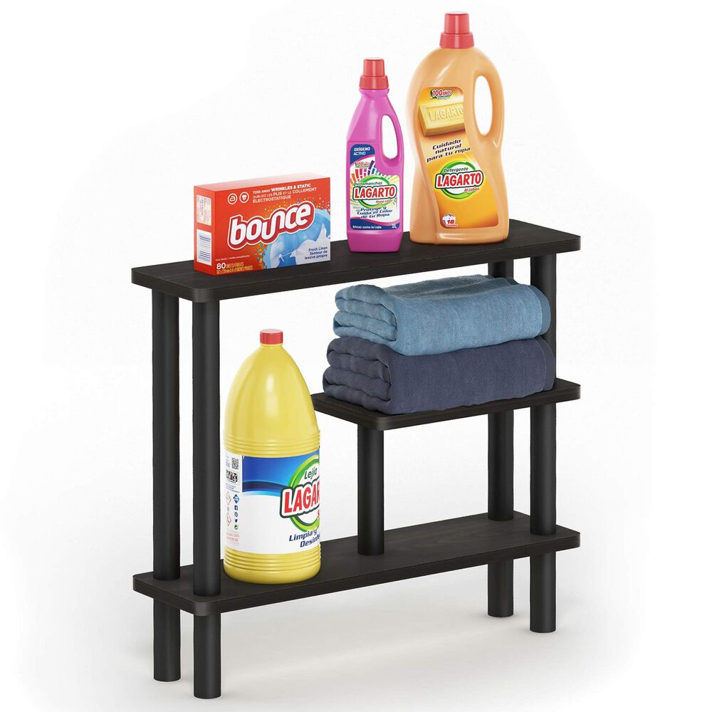 HOMLUX Turn-N-Tube 3-Tier Slim Space Saving Storage Rack in Espresso and Black, , large