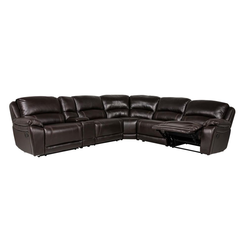 Oxford Furniture Cheers 6Piece Manual Reclining Curved Sectional in Walnut Brown Nebraska