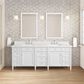 James Martin Brittany 84" Double Bathroom Vanity in Bright White with 3 cm White Zeus Top and Rectangular Sinks, , large