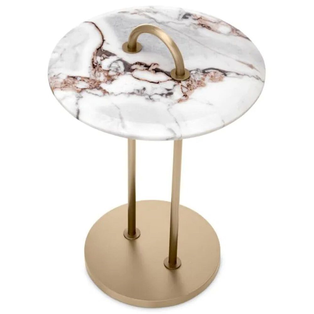 Eichholtz Zappa Side Table in Brushed Brass and White, , large