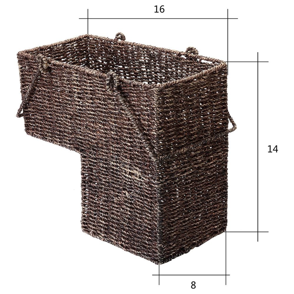 Timberlake 14&quot; Staircase Basket with Handles in Brown, , large