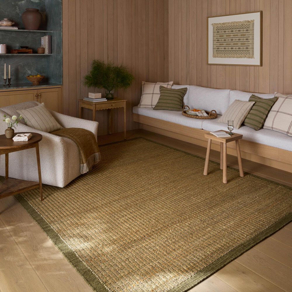 Amber Lewis x Loloi Lilah Natural and Olive 3'6" x 5'6" Area Rug, , large