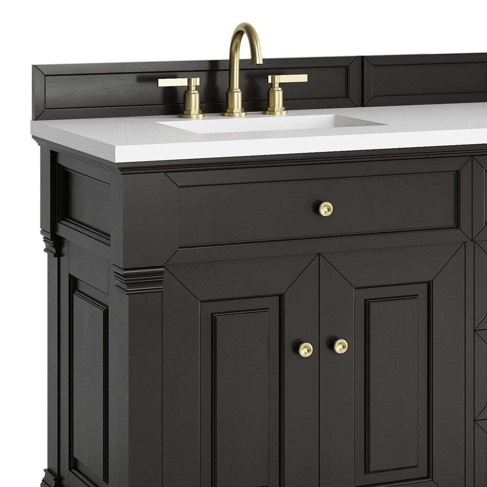 James Martin Vanities Brookfield 72&quot; Double Bathroom Vanity in Black Onyx with 3cm White Zeus Quartz Top and Rectangular Sinks, , large