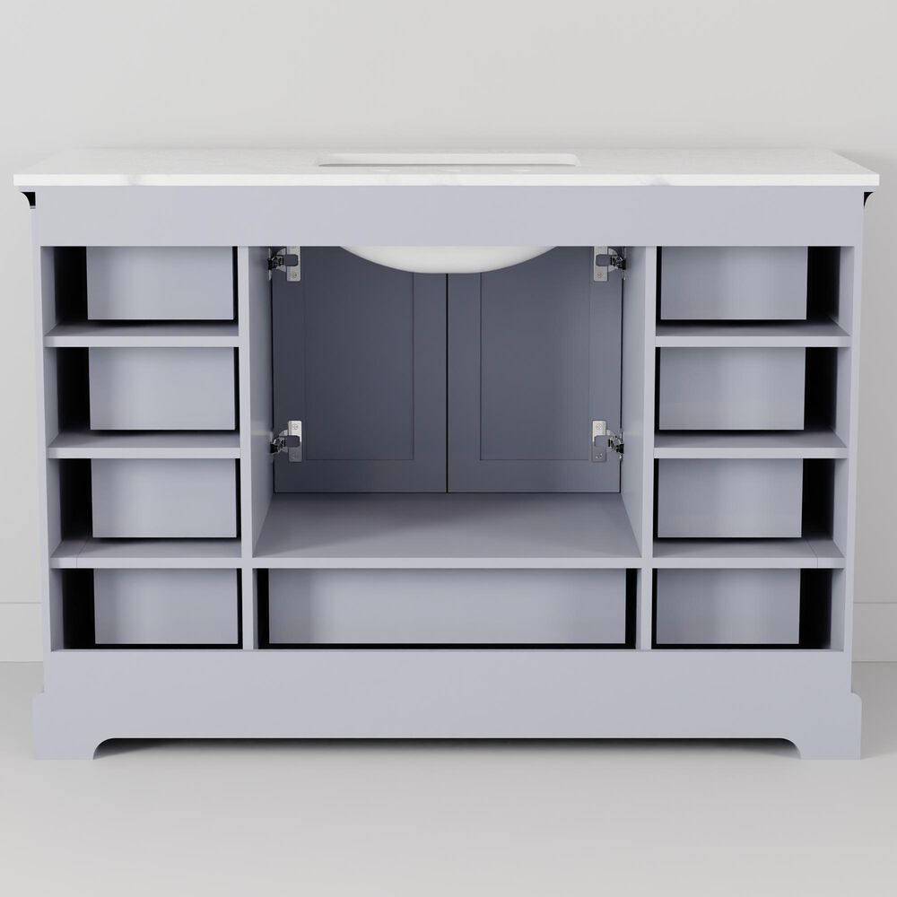 Lexora Home Dukes 48" Single Bathroom Vanity in Dark Grey with 2 cm White Quartz Top and Rectangular Sink, , large