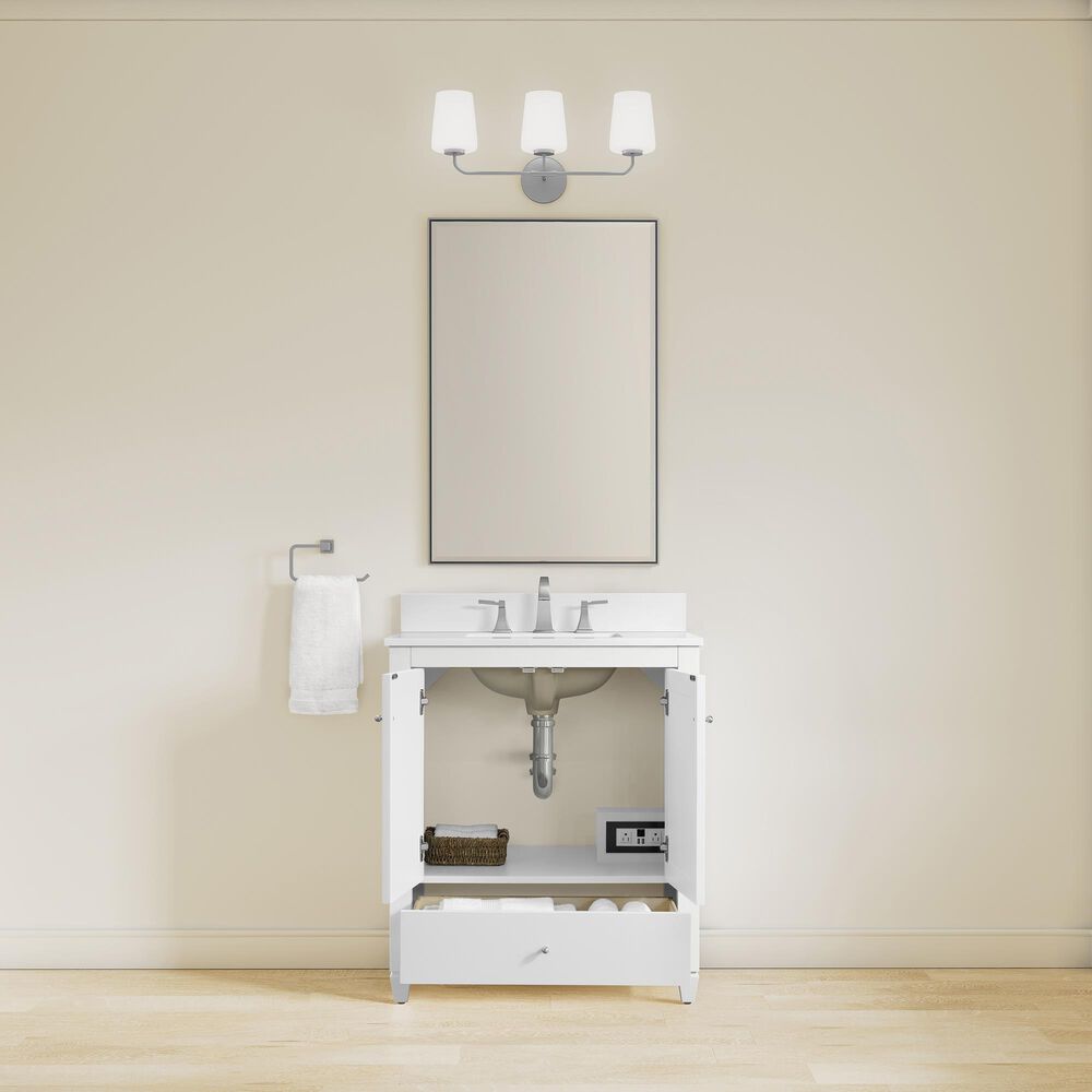 37B Claudine 30" Single Bathroom Vanity in Bright White with Glossy White Composite Stone Top and Backsplash, , large