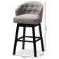 Baxton Studio Theron Swivel Bar Stool with Grey Cushion in Espresso (Set of 2), , large