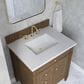 James Martin Brittany 30" Single Bathroom Vanity in Pecan with 3 cm White Zeus Silestone Top and Rectangular Sink, , large
