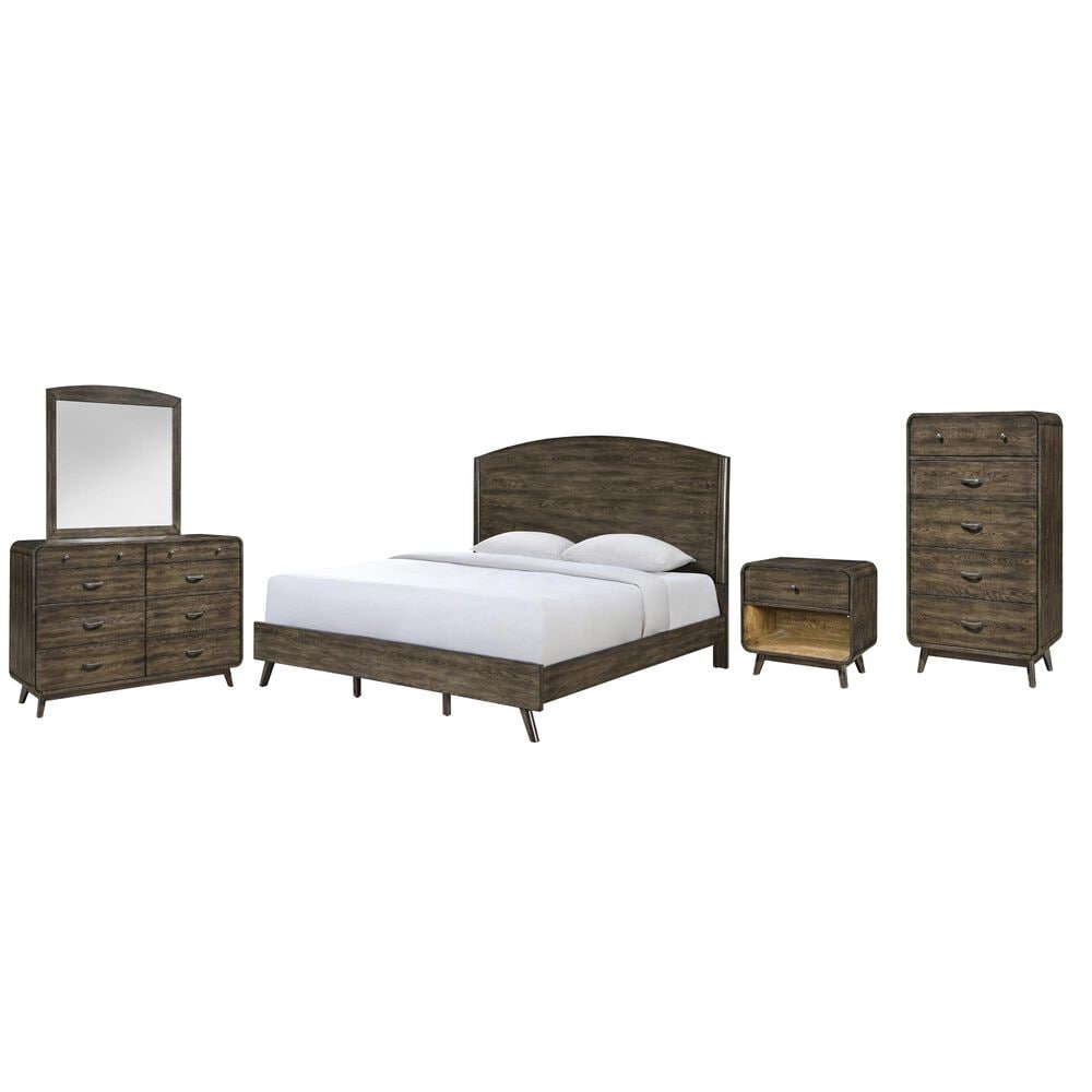 New Heritage Design Rex 5-Piece Queen Panel Bedroom Set in Walnut, , large