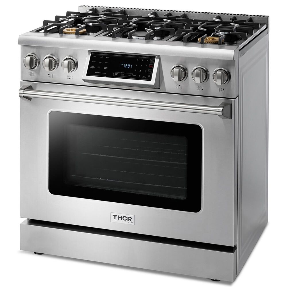 Thor Kitchen 36&quot; Professional Gas Range with Storage Drawer in Stainless Steel, , large