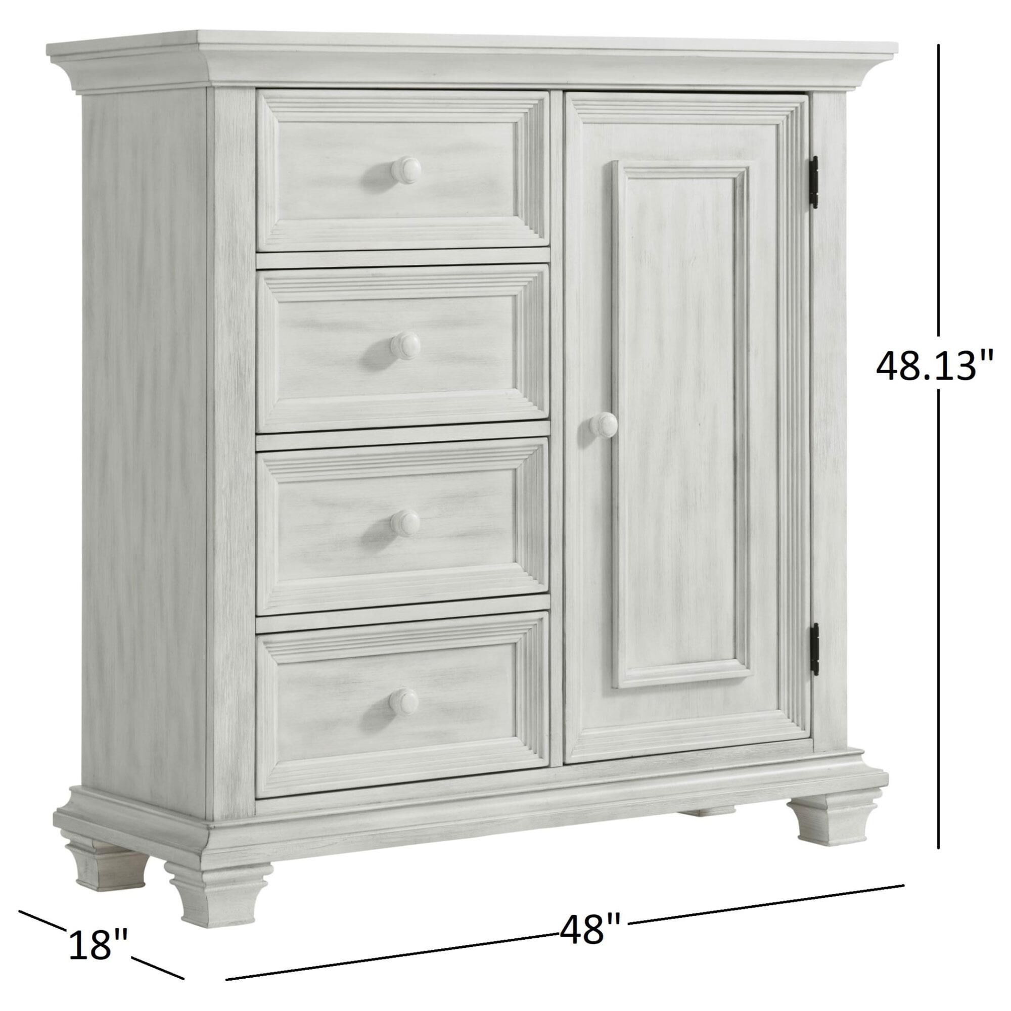 Oxford Baby Weston 4 Drawer 4 Shelf 1 Door Chifferobe in Vintage White
