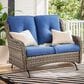 Sunwell Garden Outdoor Glider Loveseat with Gray Rattan in Navy, , large