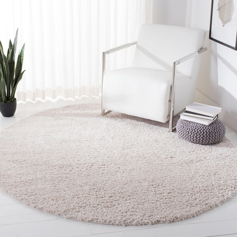 Safavieh August Shag AUG900D 6&#39;7&quot; Round Beige Area Rug, , large