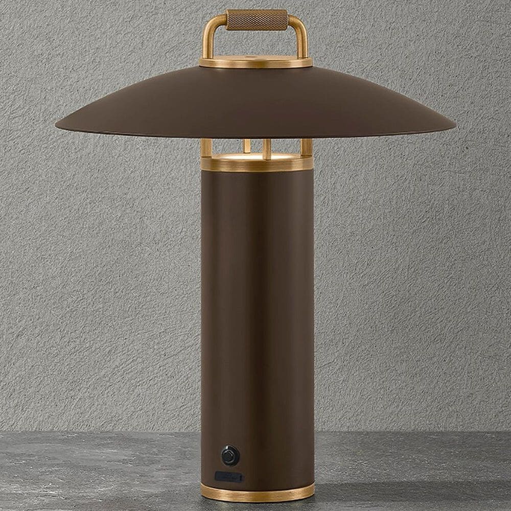 Troy Lighting Birk 1-Light Exterior Table Lamp in Bronze and Patina Brass, , large