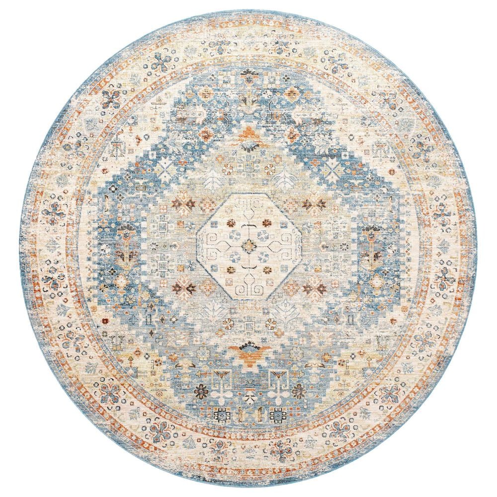 Surya Chicago CHG2309 6"7" Round Blue, Light Beige, Mustard, Slate, Burnt Orange, Light Grey Area Rug, , large