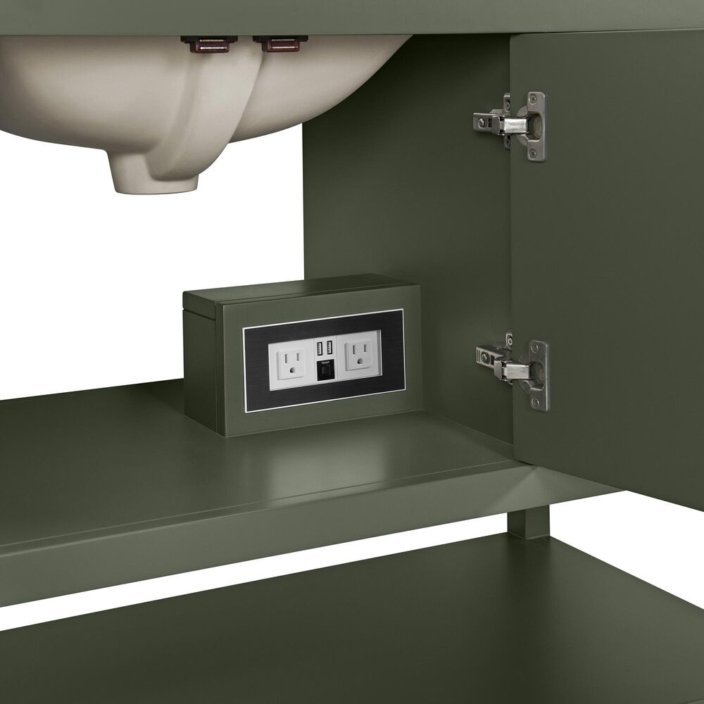 37B Ravello 48" Single Bathroom Vanity Cabinet in Deep Olive Green with Marble Top and Backsplash, , large