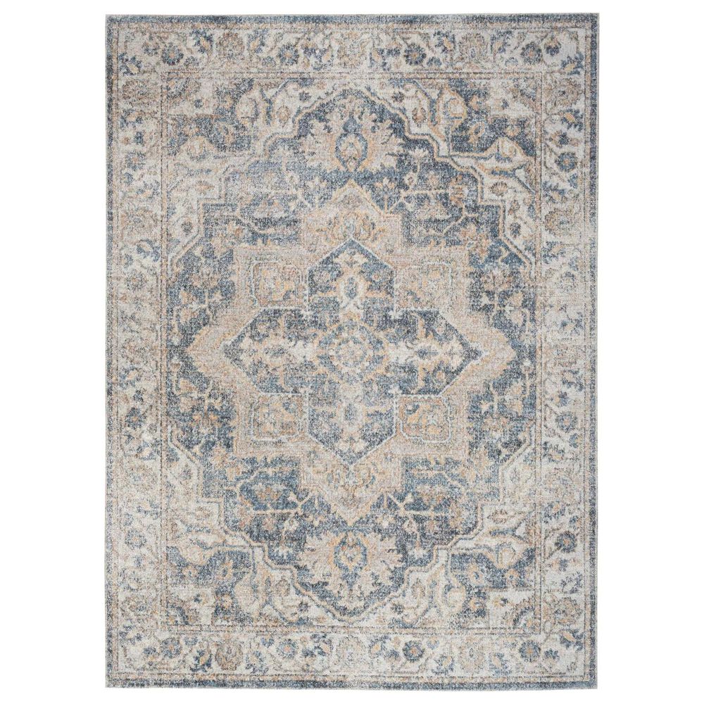 Nourison Astra Machine Washable 4" x 6" Grey and Blue Area Rug, , large