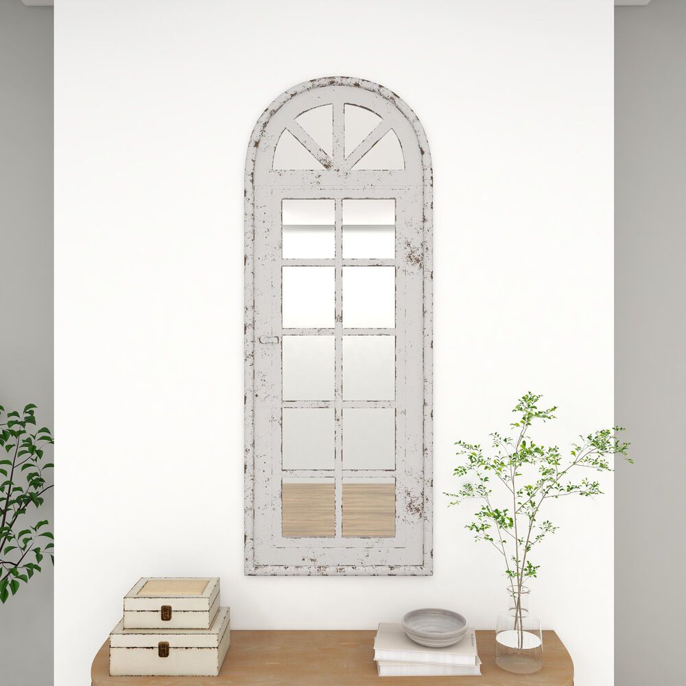 Maple and Jade 20&quot; x 53&quot; Wall Mirror in Distressed White, , large