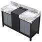 Lexora Home Zilara 55" Double Bathroom Vanity in Black and Grey with 11 cm Castle Grey Marble Top and Rectangular Sinks, , large