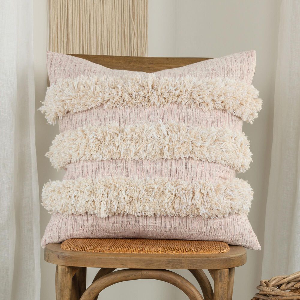 Rizzy Home Donny Osmond 20" Down Filled Pillow in Cream and Blush, , large