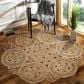 L&R Resources Natural Jute 8" Scalloped Natural Area Rug, , large