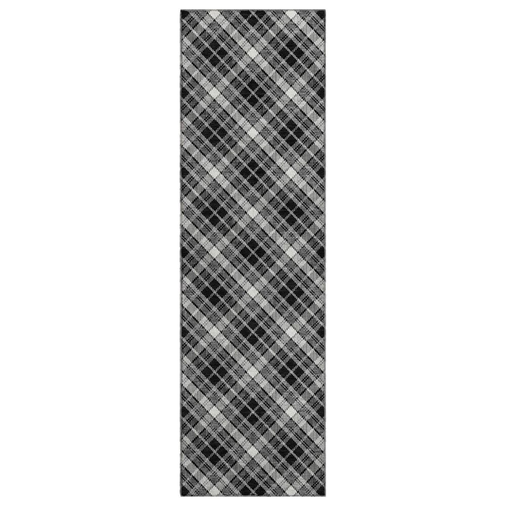 Dalyn Rug Company Soft Essentials Plaid Black 2"3" x 7"6" Indoor/Outdoor Runner, , large