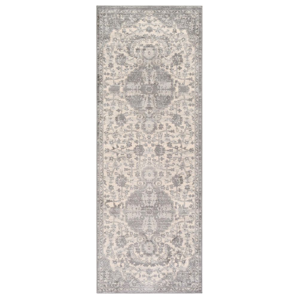 Surya Monaco MOC-2323 2'6" x 8' Silver Gray and Cream Scatter Rug, , large