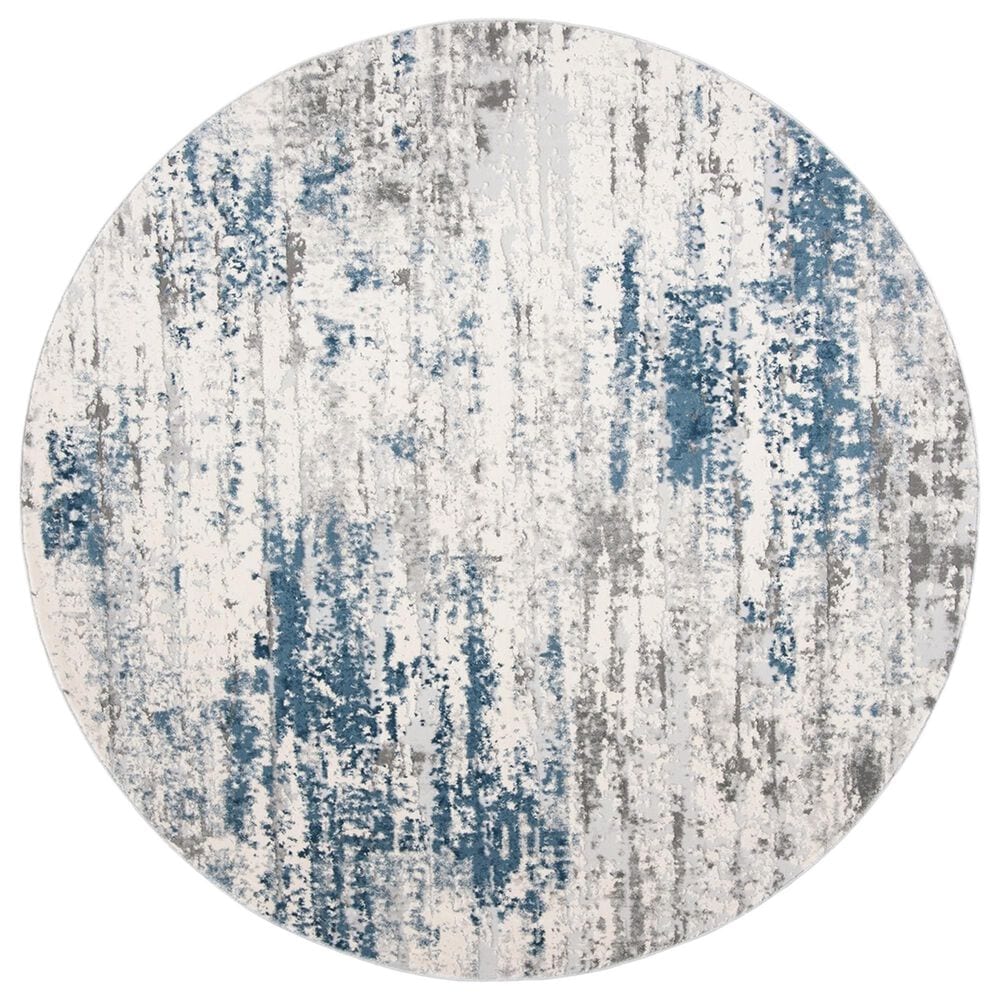 Safavieh Invista INV486F 6"7" Round Grey and Blue Area Rug, , large