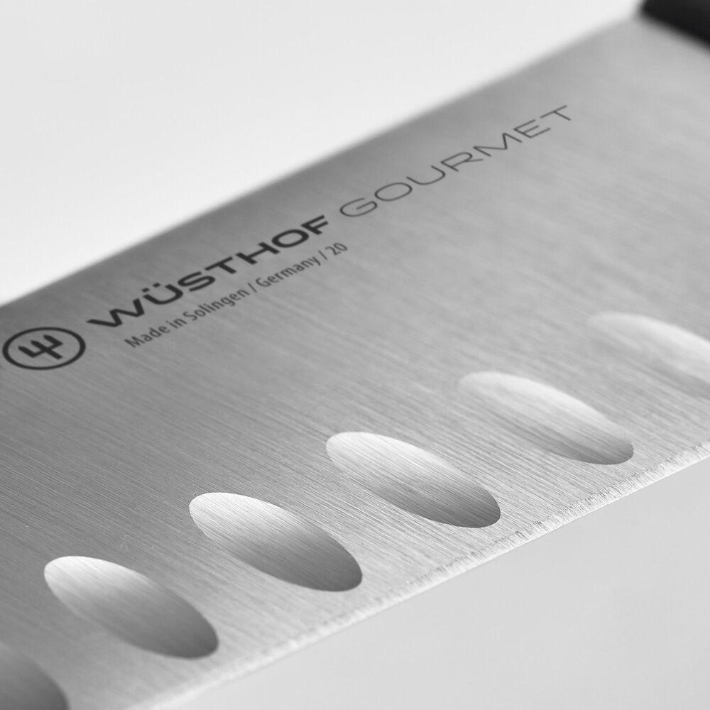 Wusthof Gourmet 7&quot; Hollow Edge Santoku Knife in Stainless Steel and Black, , large