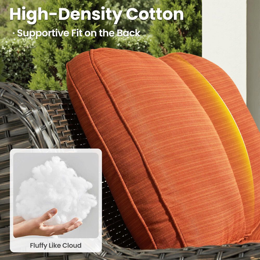 HOMLUX HOMLUX 5-Piece Patio Furniture Set with Chairs and Ottomans, High Back Outdoor Sofa Set, Brown Rattan in Orange Red, , large