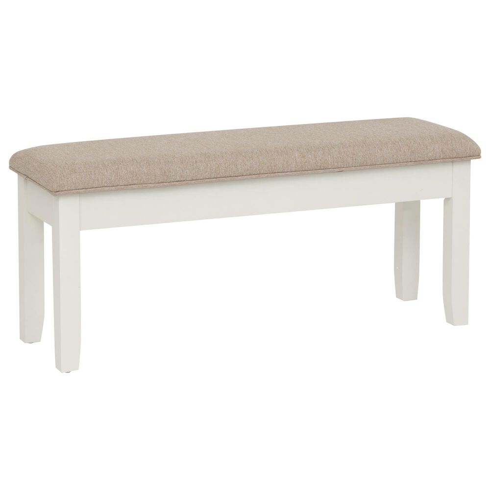 Linon Home Decor Jane Storage Bench with Light Tan Cushion in Vanilla White, , large
