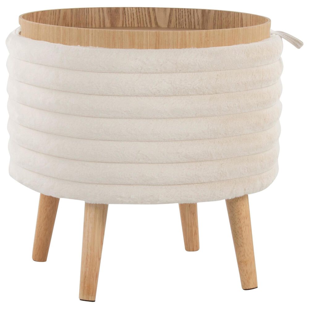 Lumisource Tray Plush 2-Piece Storage Ottoman Set in Cream, , large
